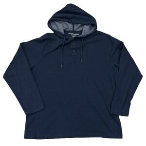 Mizzen + Main Henley Hooded Indigo Blue Performance Fairway Mens XL Cotton Blend